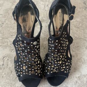 Jennifer Lopez Black Studded Heels